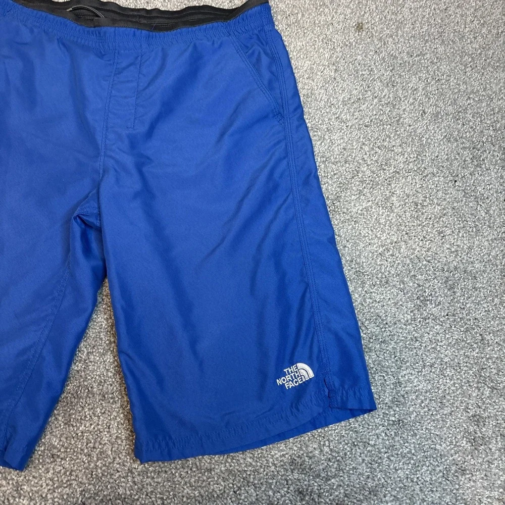 The North Face Shorts Boys Large 14/16 Blue Swim Trunks Mesh Lined Elastic Waist